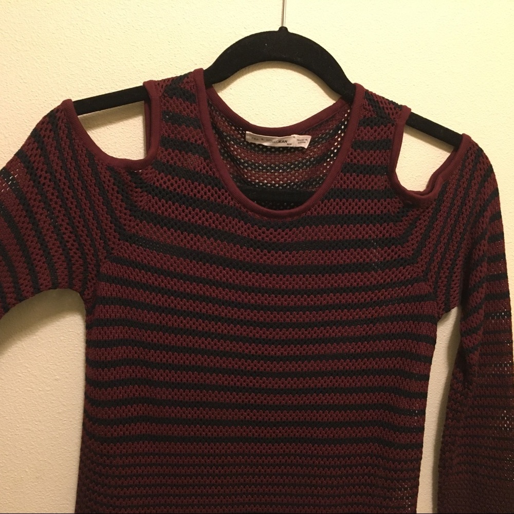 Rag & Bone Quinn Stripe Cold Shoulder Net Top - image 7